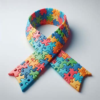 Multicolored Piece Ribbon - Autism Awareness Symbol