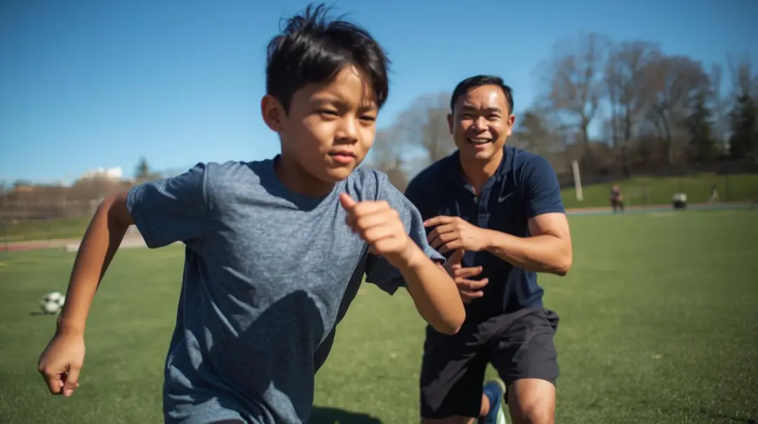 kid running with coach